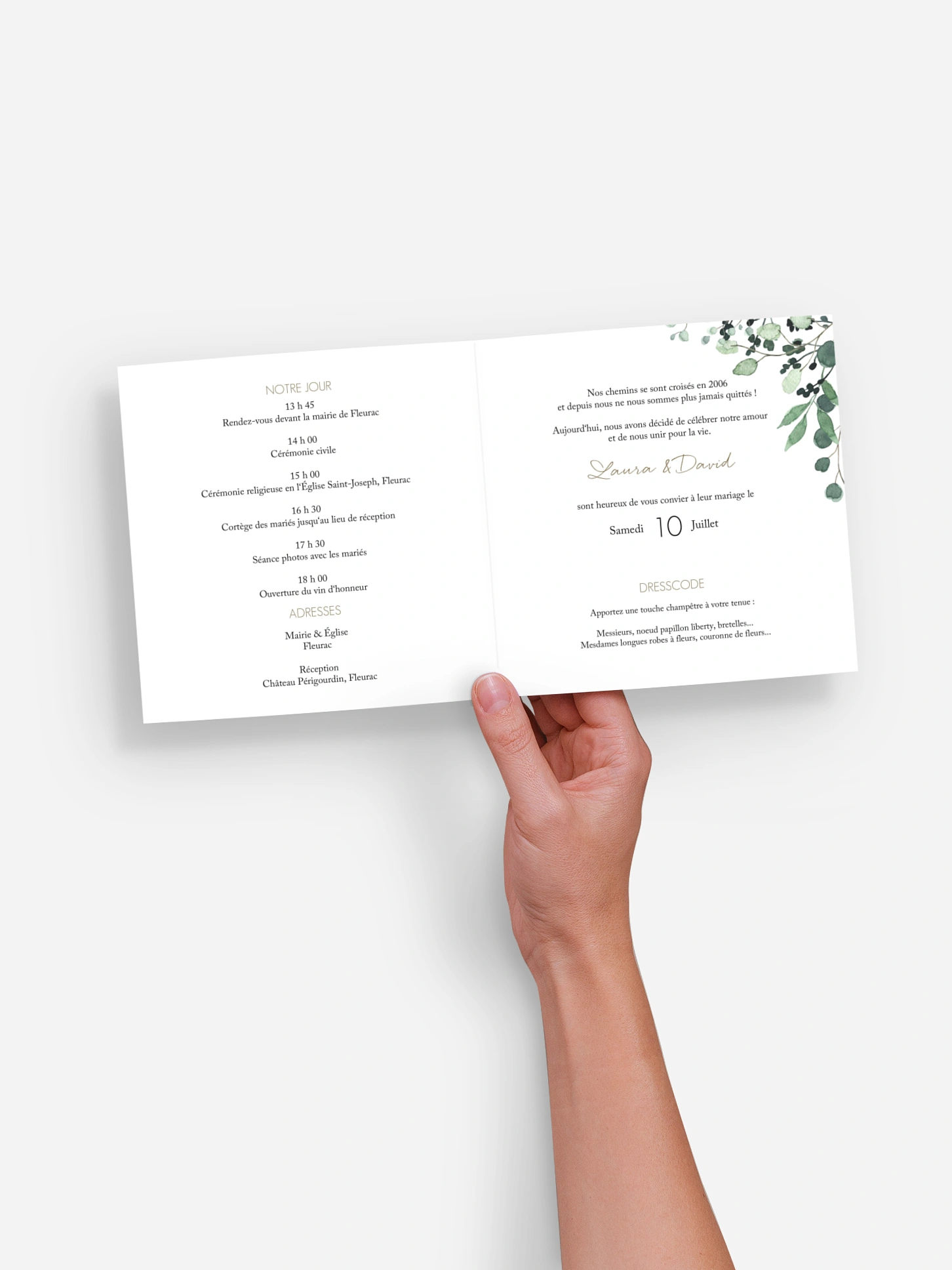 Faire-part de mariage All the greenery effet kraft