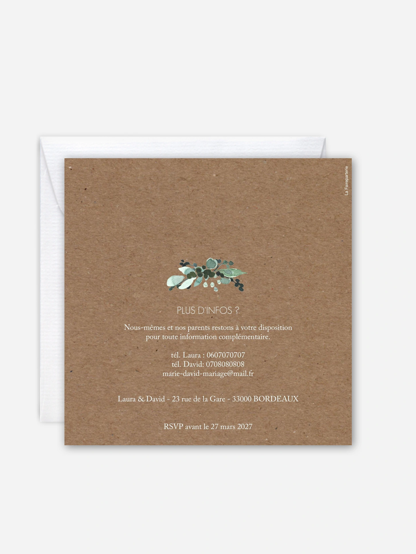 Faire-part de mariage All the greenery effet kraft