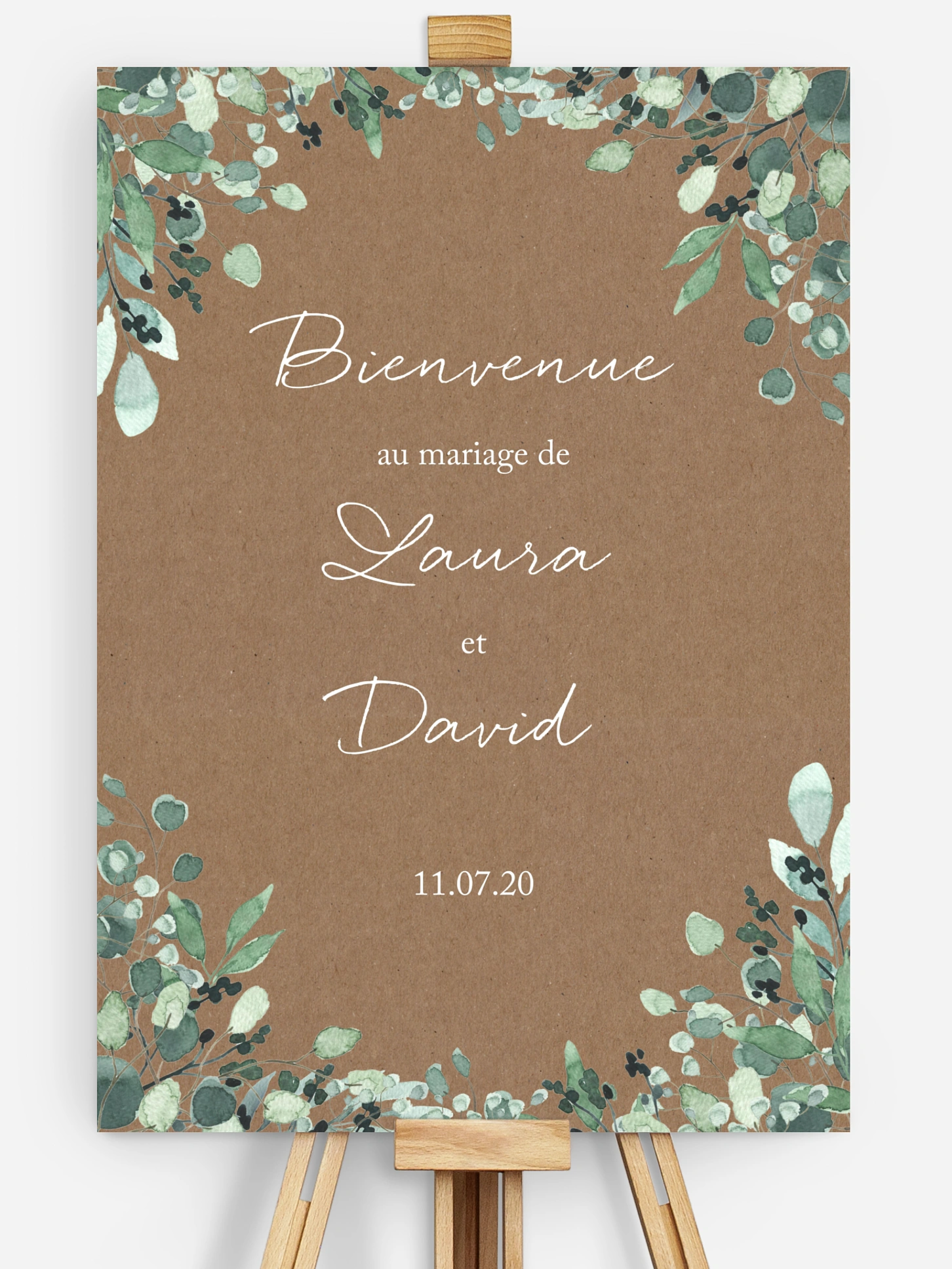 Poster bienvenue mariage All the greenery effet kraft