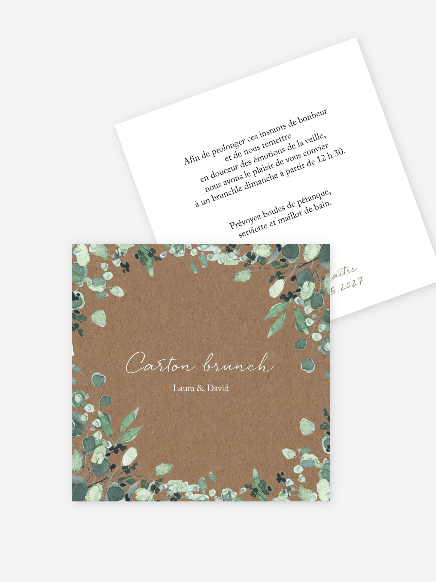 Carte brunch All the greenery effet kraft