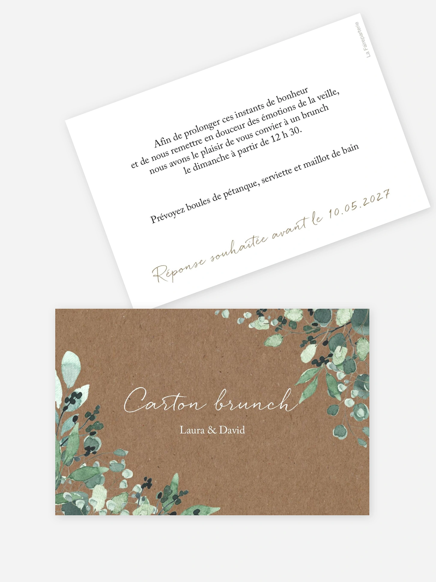 Carte brunch All the greenery effet kraft