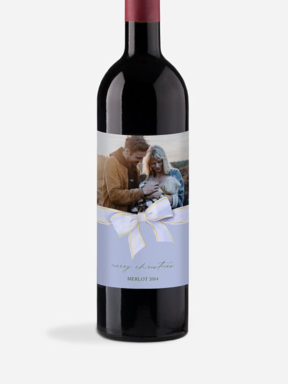 Étiquette pour bouteille Christmas Bow