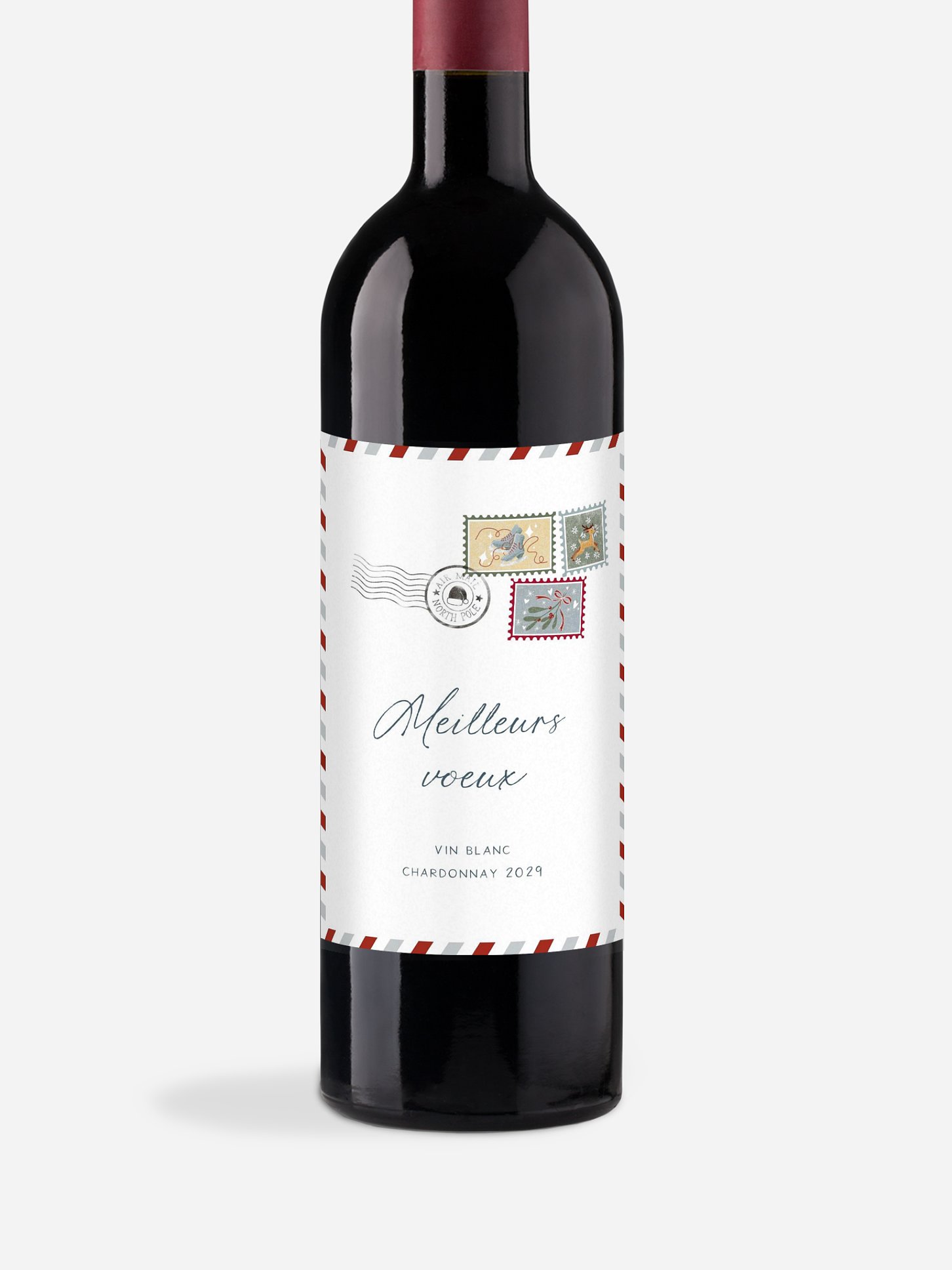 Étiquette pour bouteille Lettre de Noël