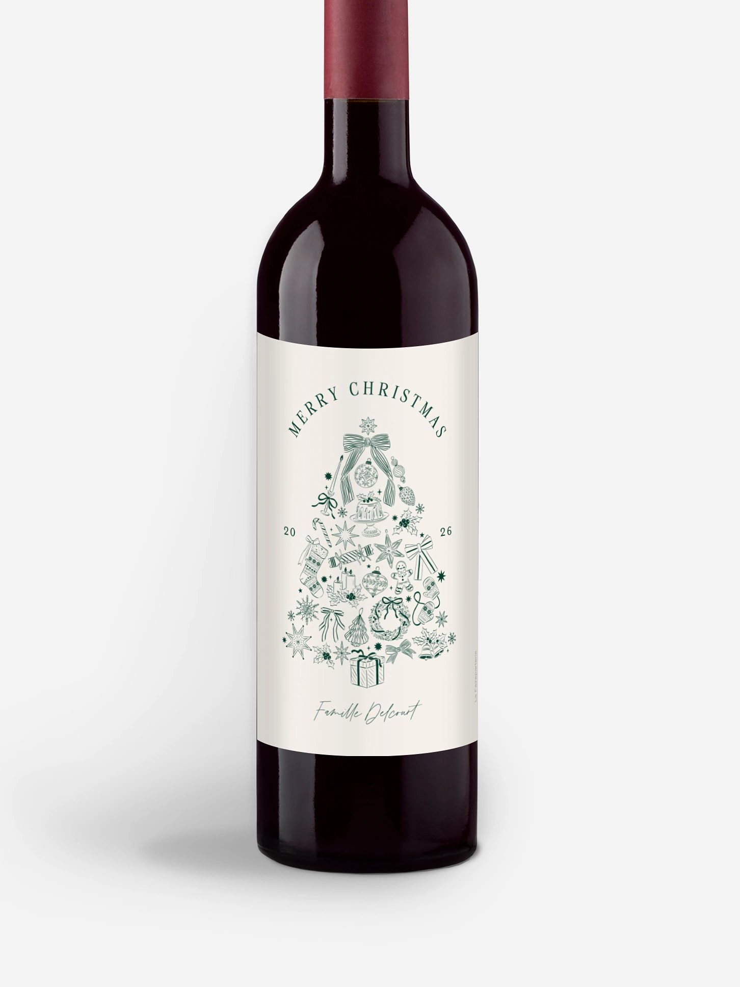 Étiquette pour bouteille Sapin Festif