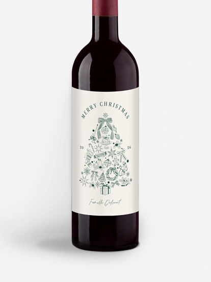 Étiquette pour bouteille Sapin Festif