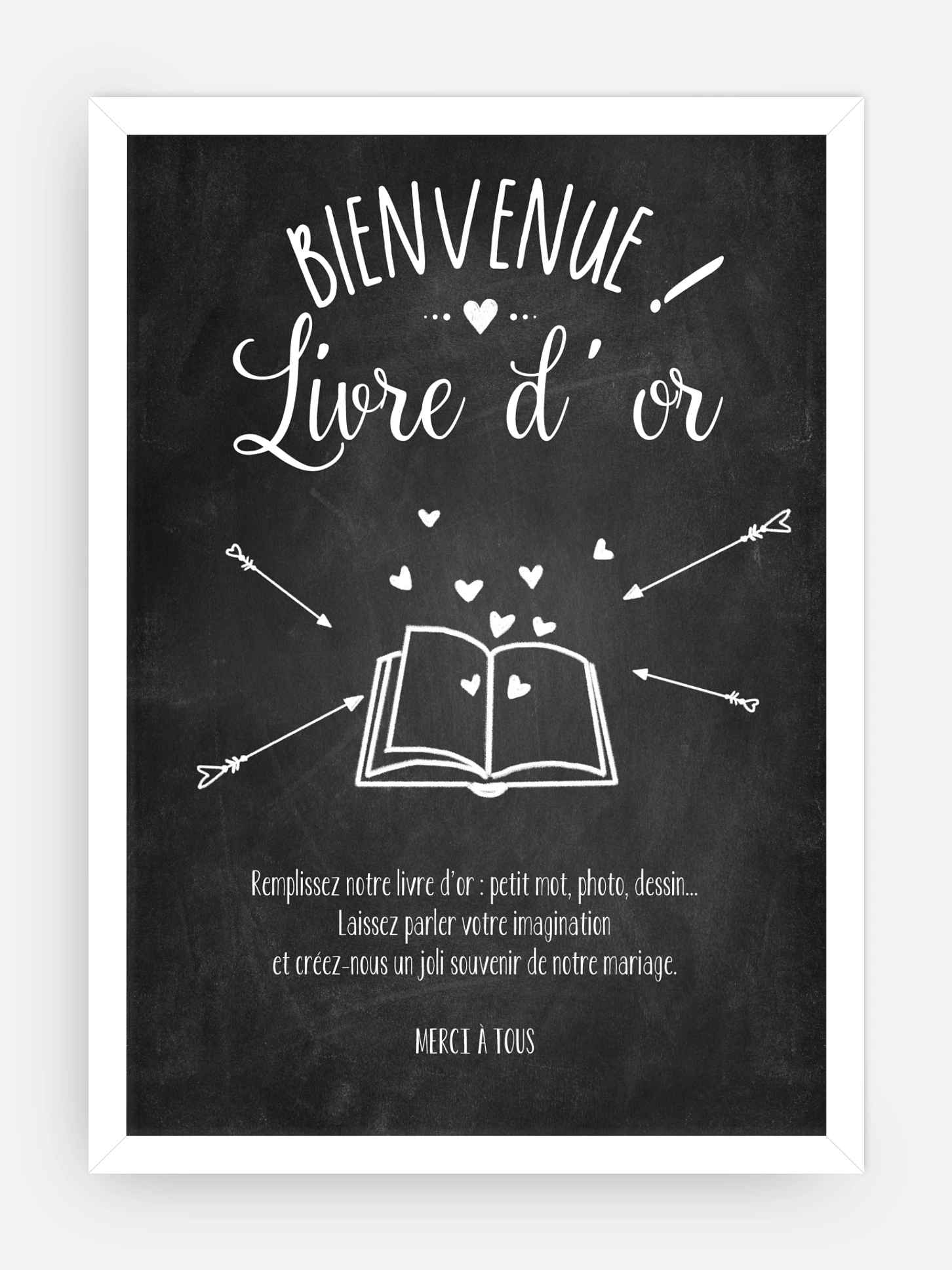 Affiche livre d'or mariage Jolie ardoise