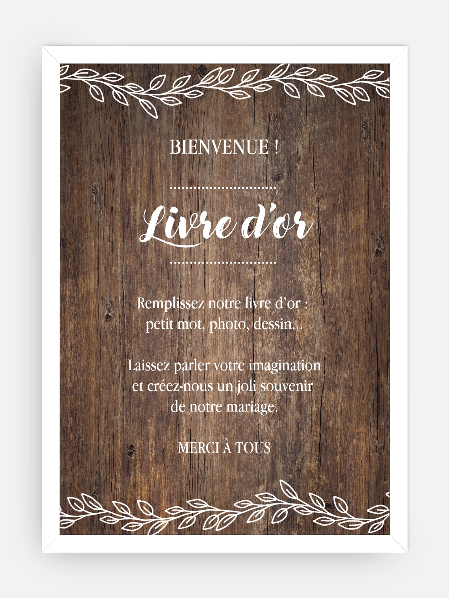 Affiche livre d'or mariage Joli bois
