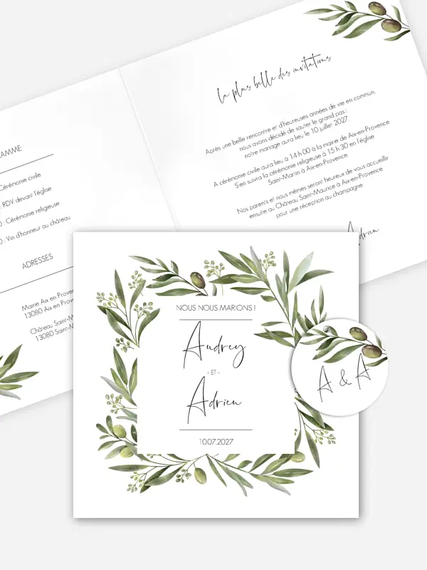 Faire-part de mariage Sweet olive