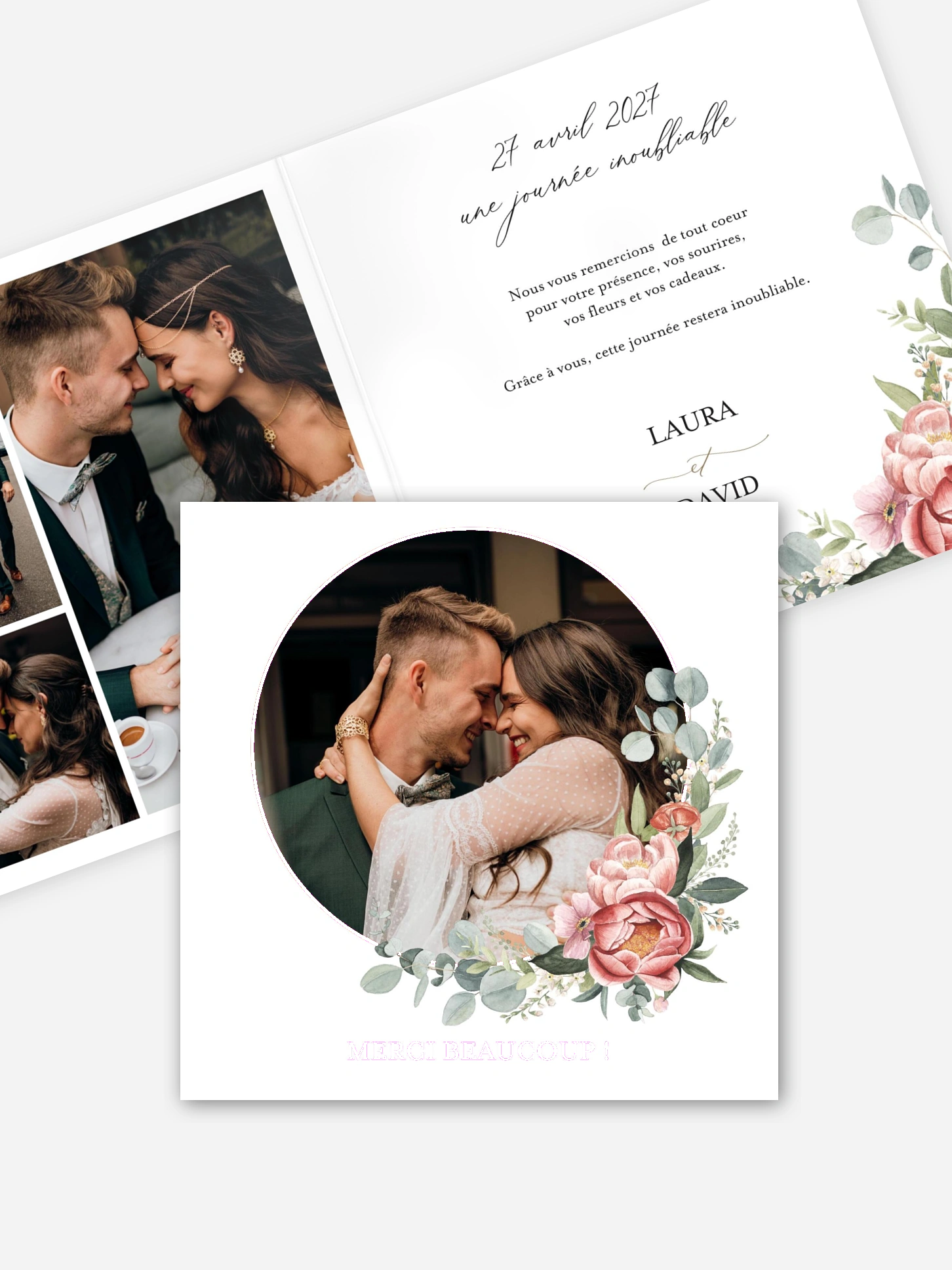 Carte de remerciements Couronne de pivoines