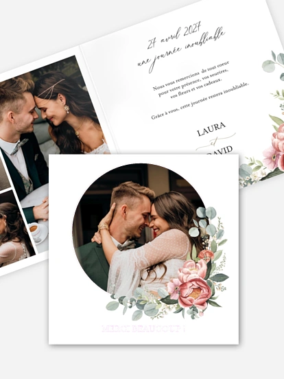 Carte de remerciements Couronne de pivoines