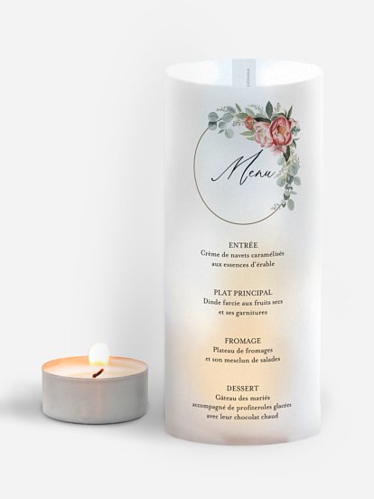 Menu mariage Couronne de pivoines