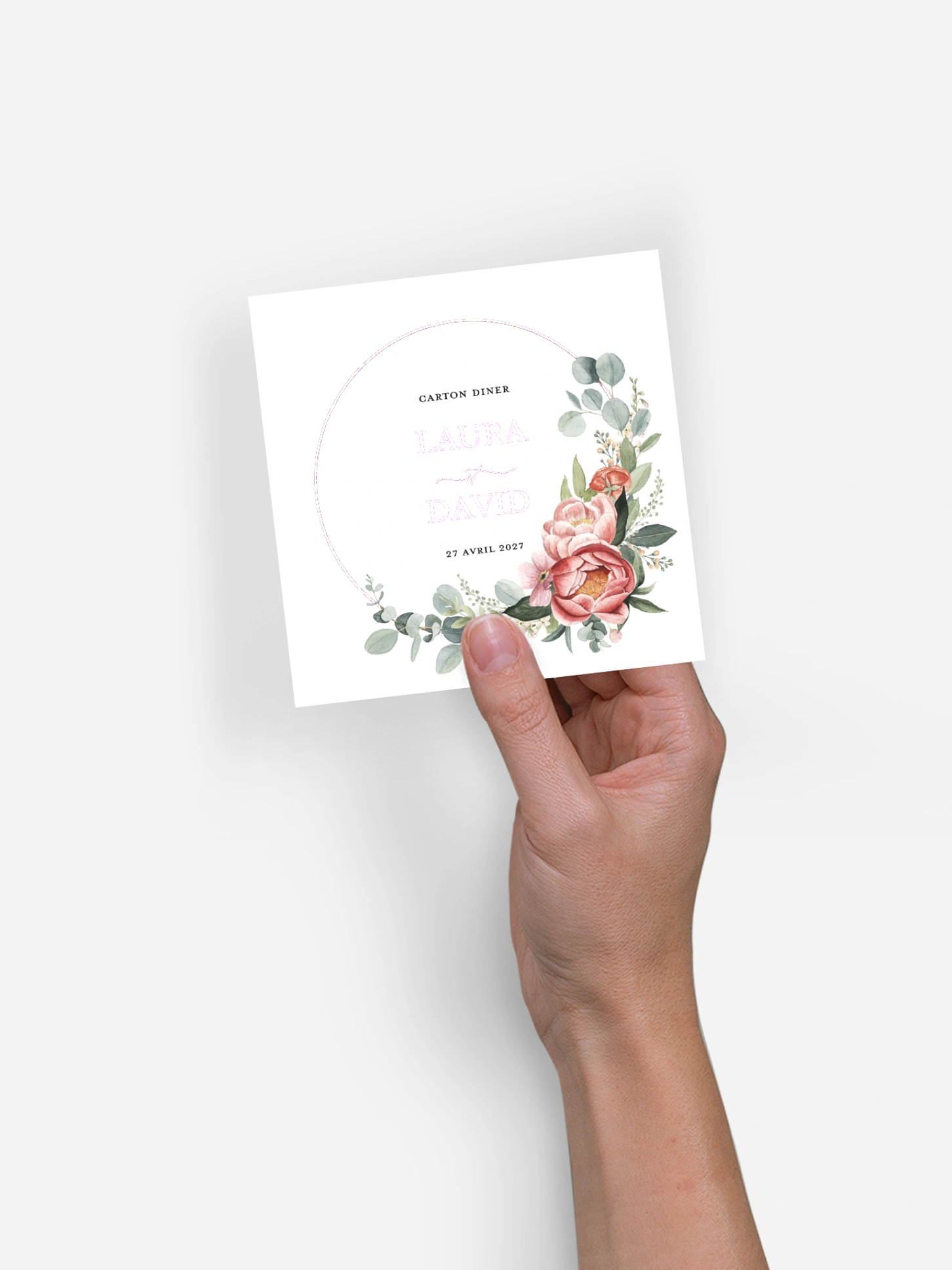Carton d'invitation Couronne de pivoines