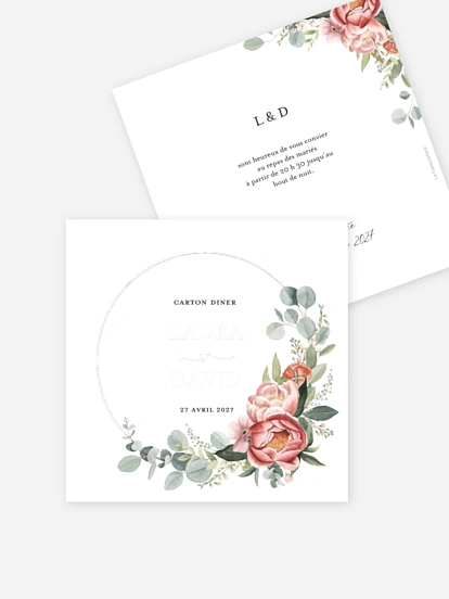 Carton d'invitation Couronne de pivoines