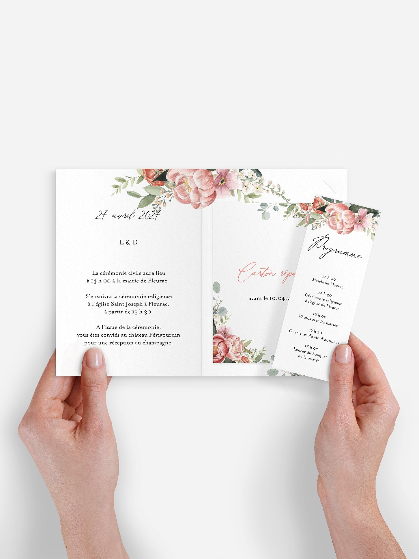 Faire-part de mariage Couronne de pivoines