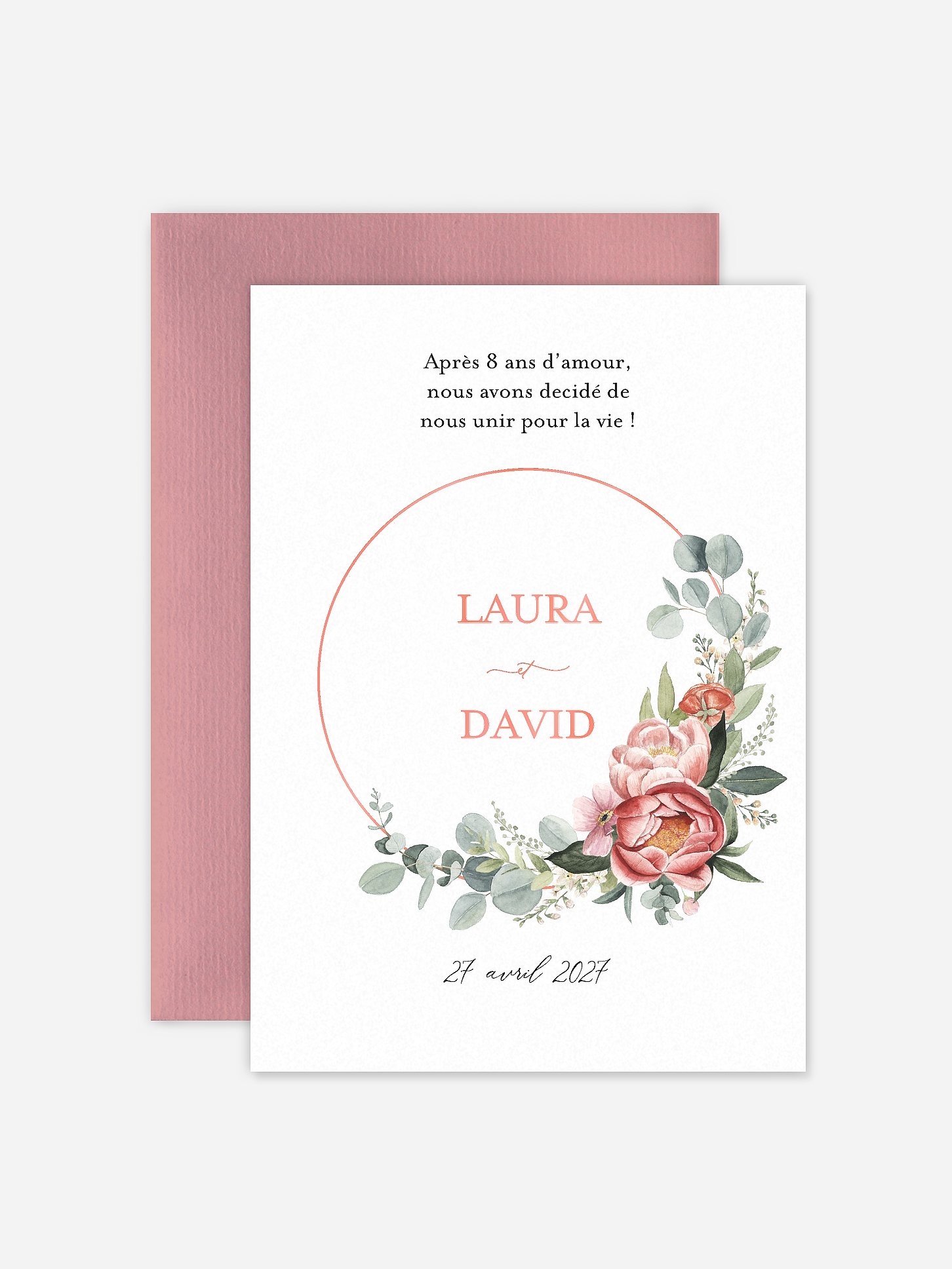 Faire-part de mariage Couronne de pivoines