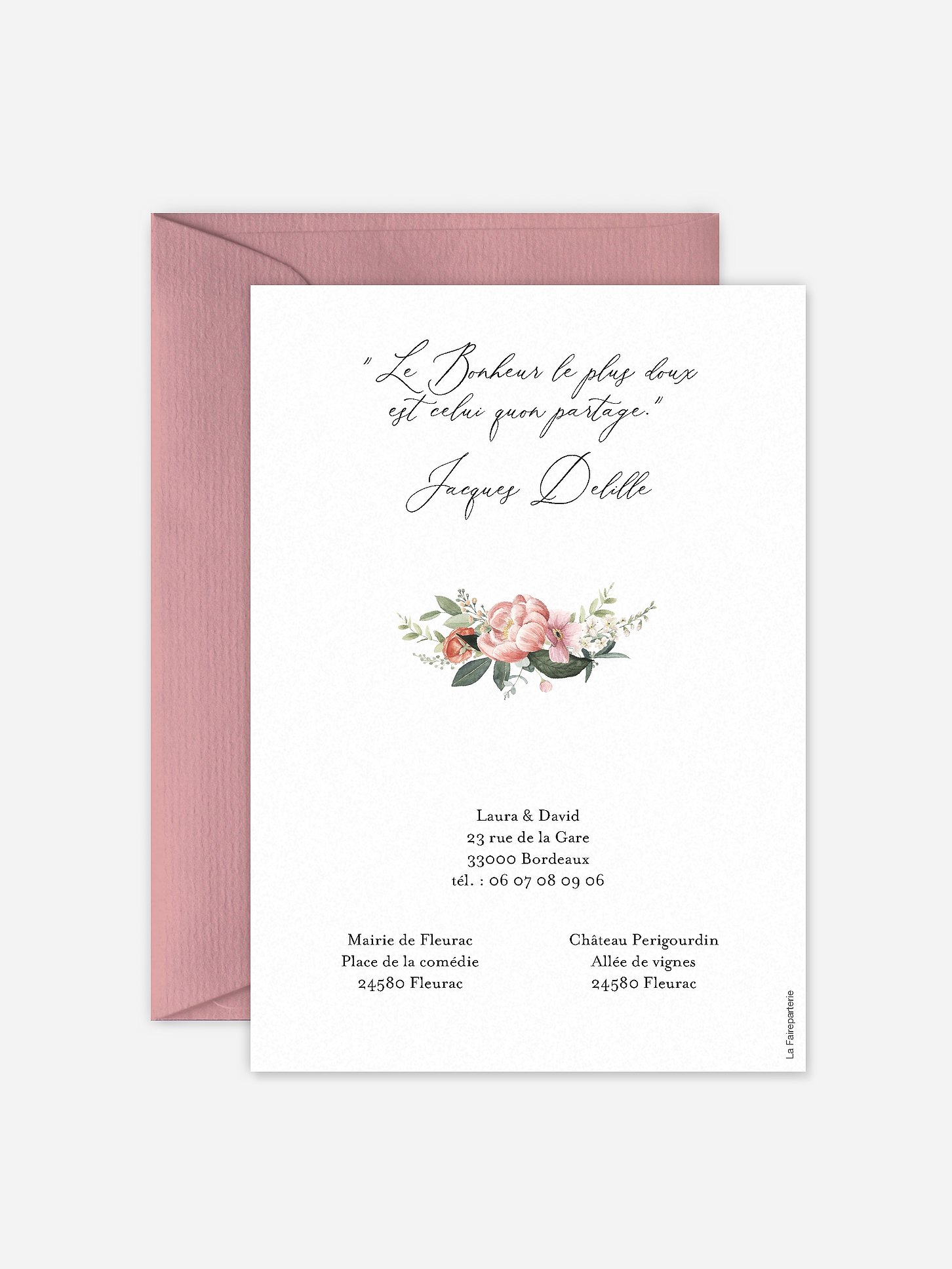 Faire-part de mariage Couronne de pivoines