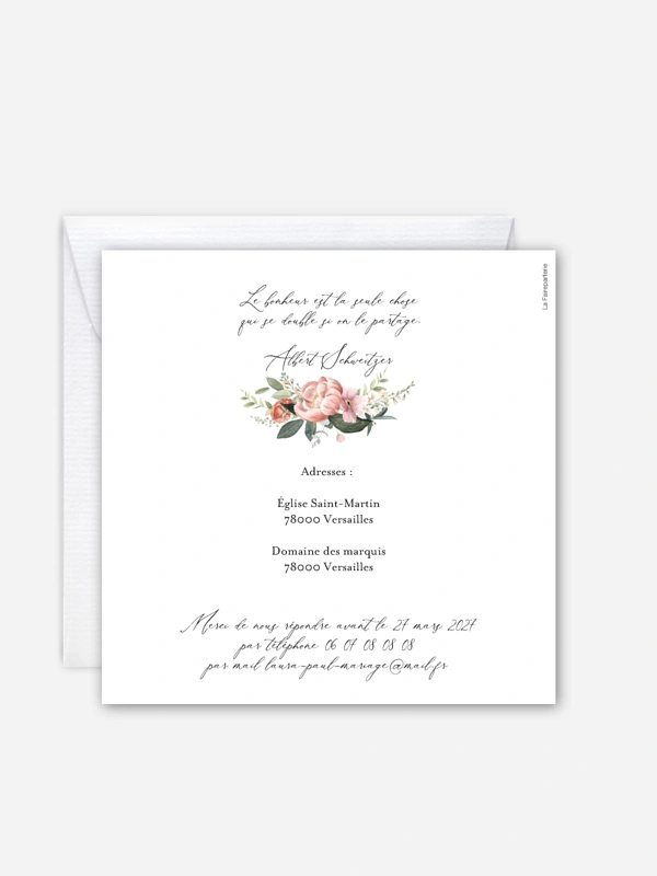 Faire-part de mariage Couronne de pivoines