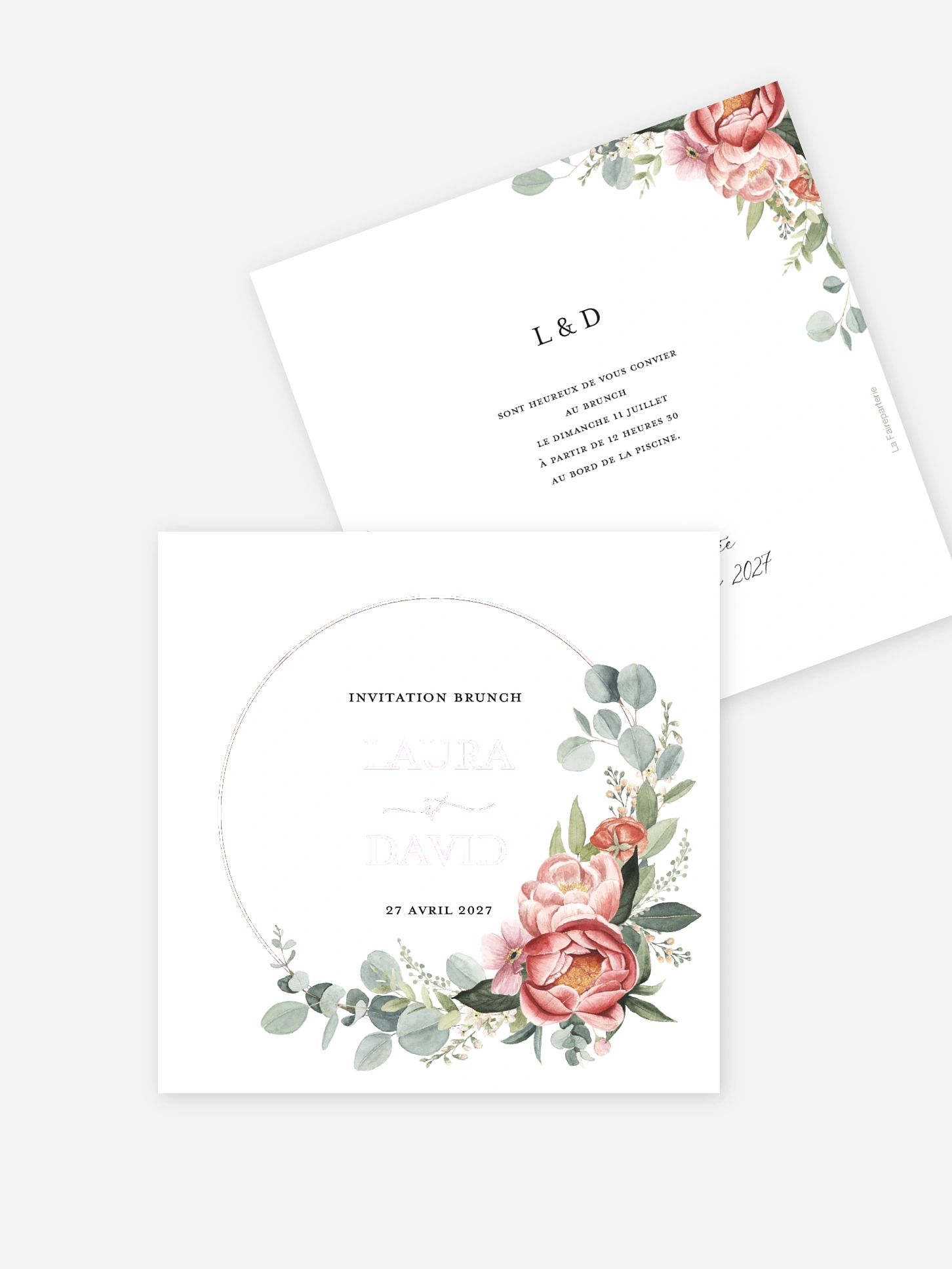 Carte brunch Couronne de pivoines