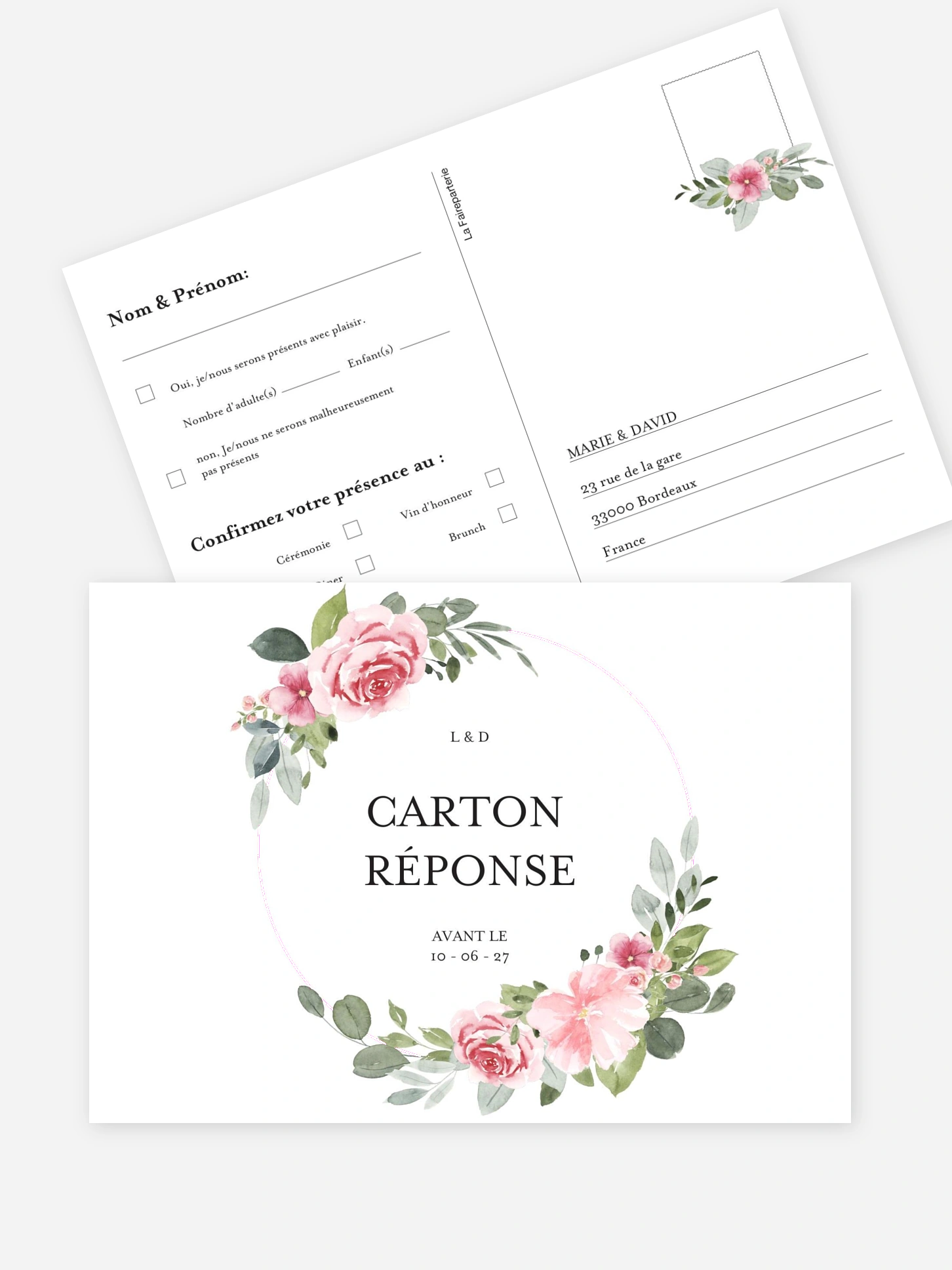 Carton réponse Couronne rosalie
