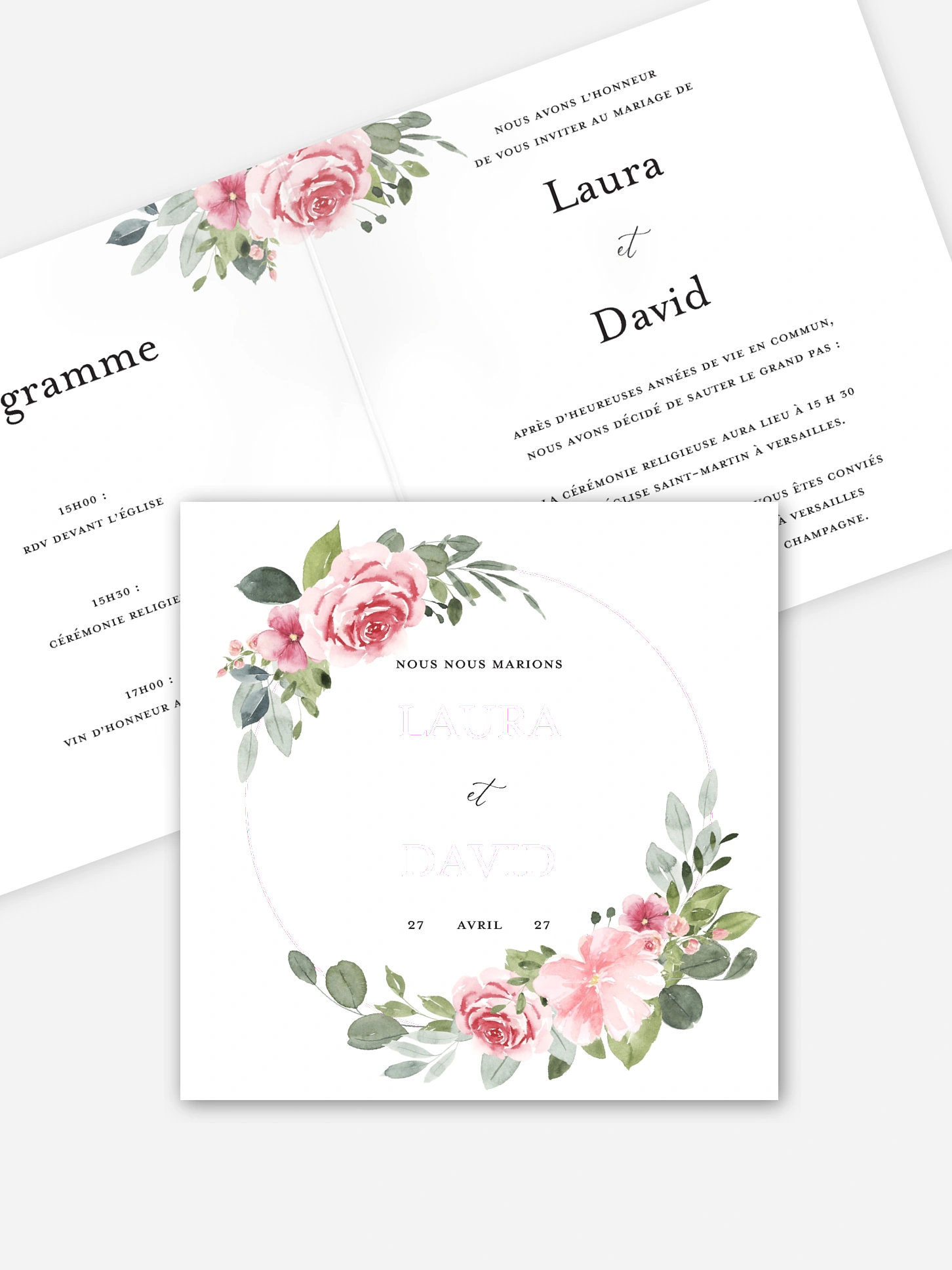 Faire-part de mariage Couronne rosalie