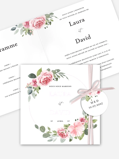 Faire-part de mariage Couronne rosalie