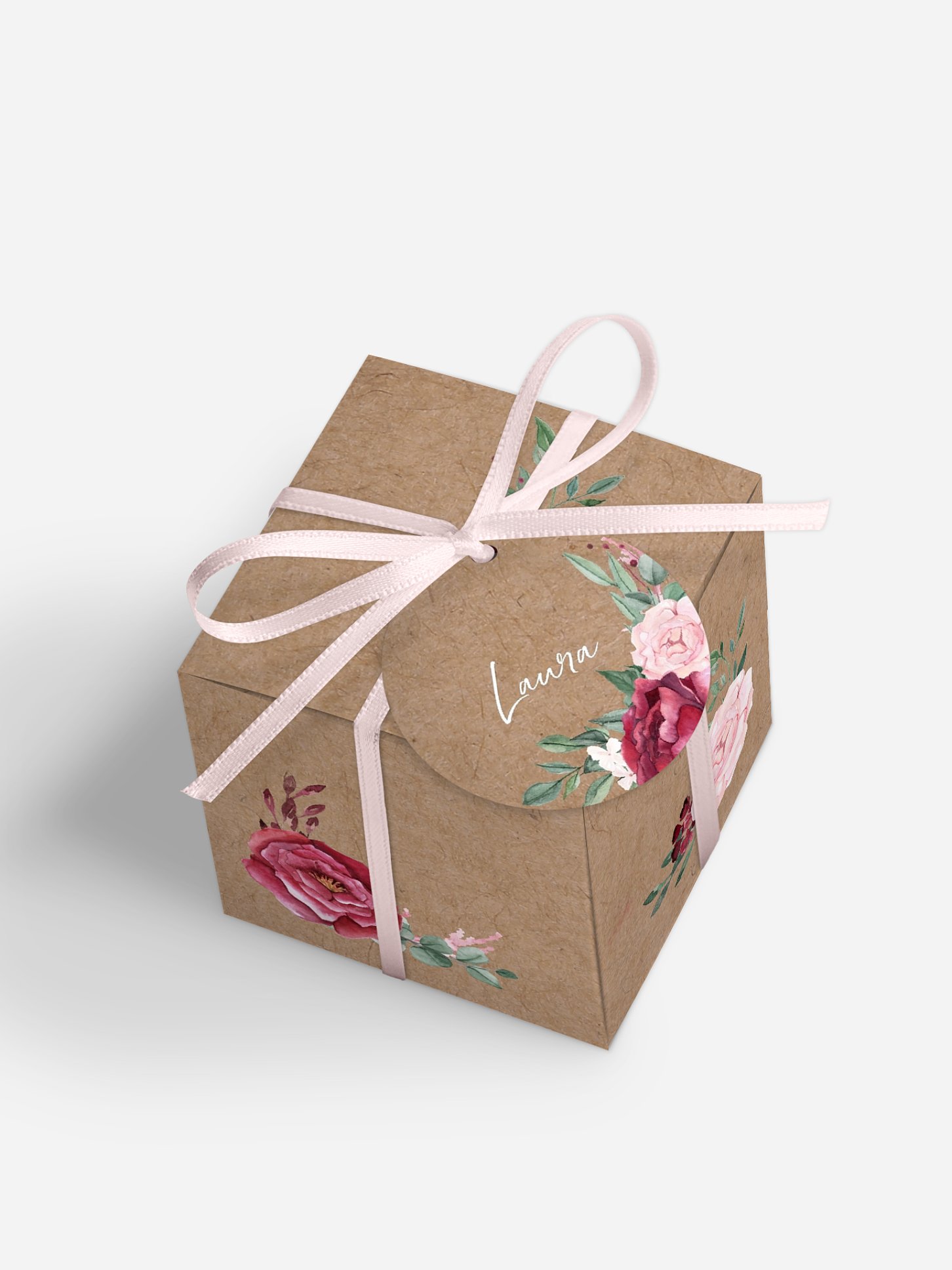 Boite à dragées personnalisable Rustic rose