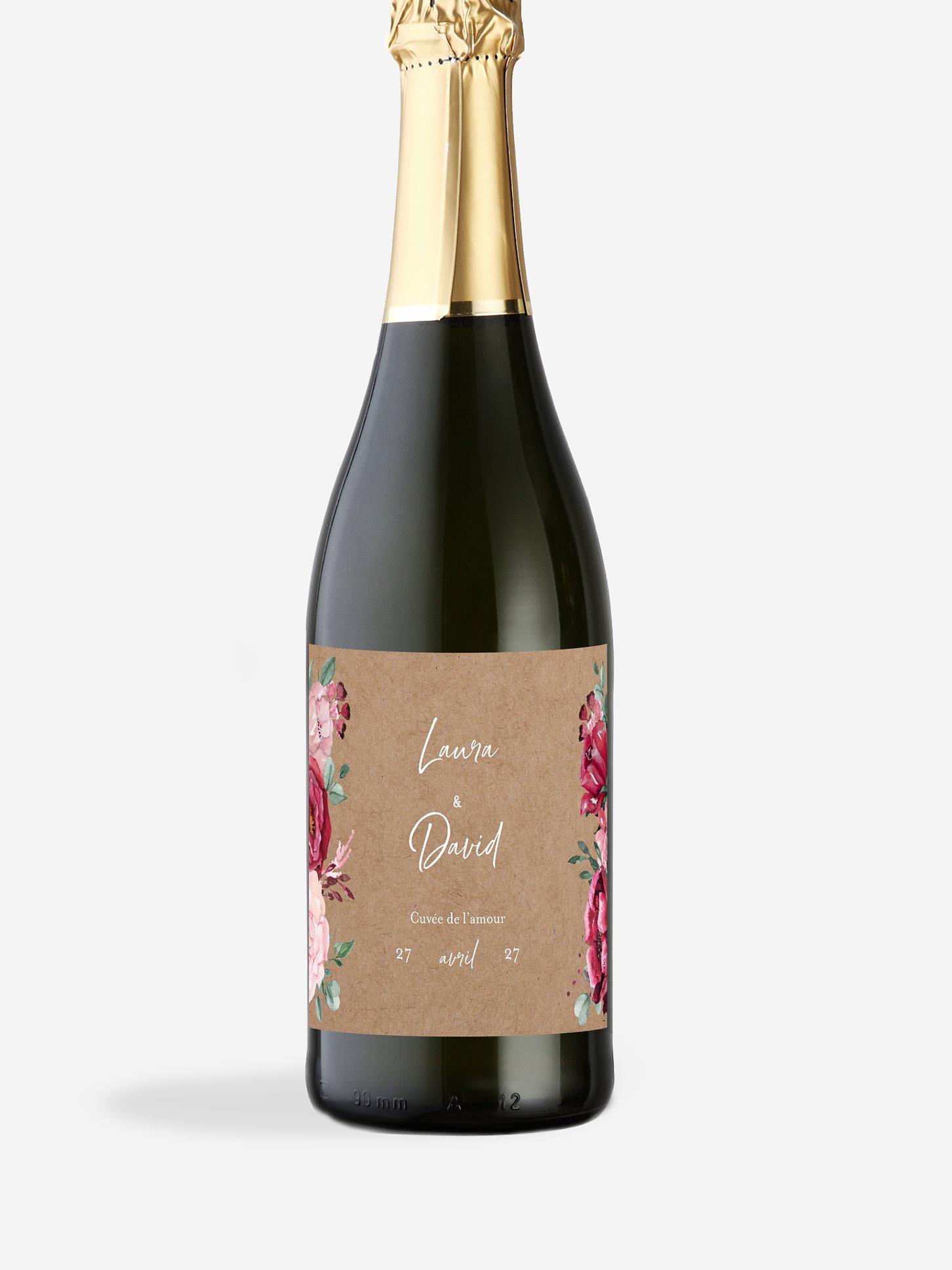 Étiquette bouteille Rustic rose