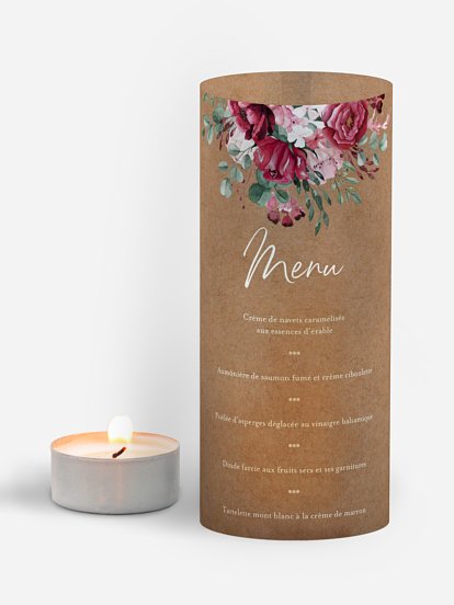 Menu mariage Rustic rose