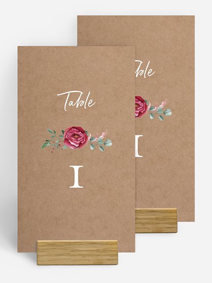 Numéro de table mariage Rustic rose