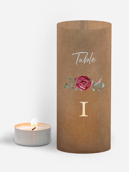 Numéro de table mariage Rustic rose