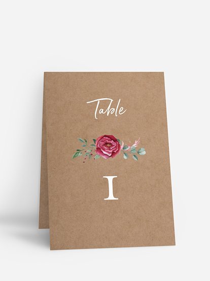 Numéro de table mariage Rustic rose