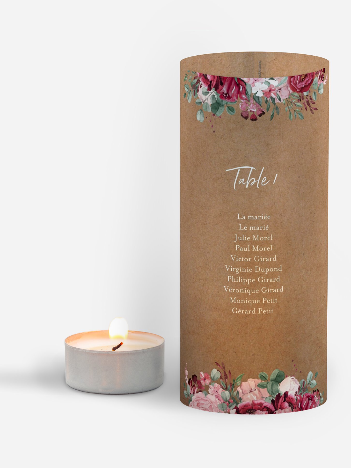 Nom de table mariage Rustic rose
