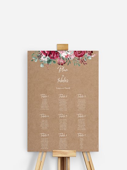 Poster plan de table mariage Rustic rose