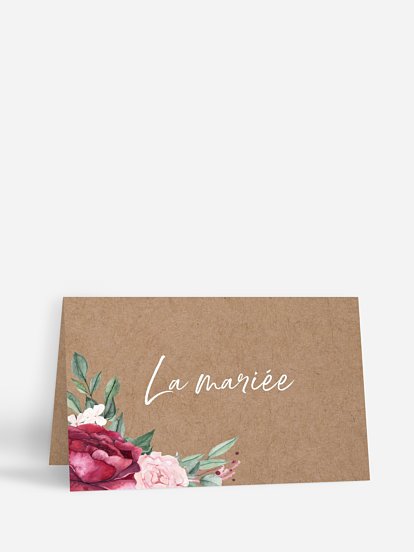 Marque-place mariage Rustic rose