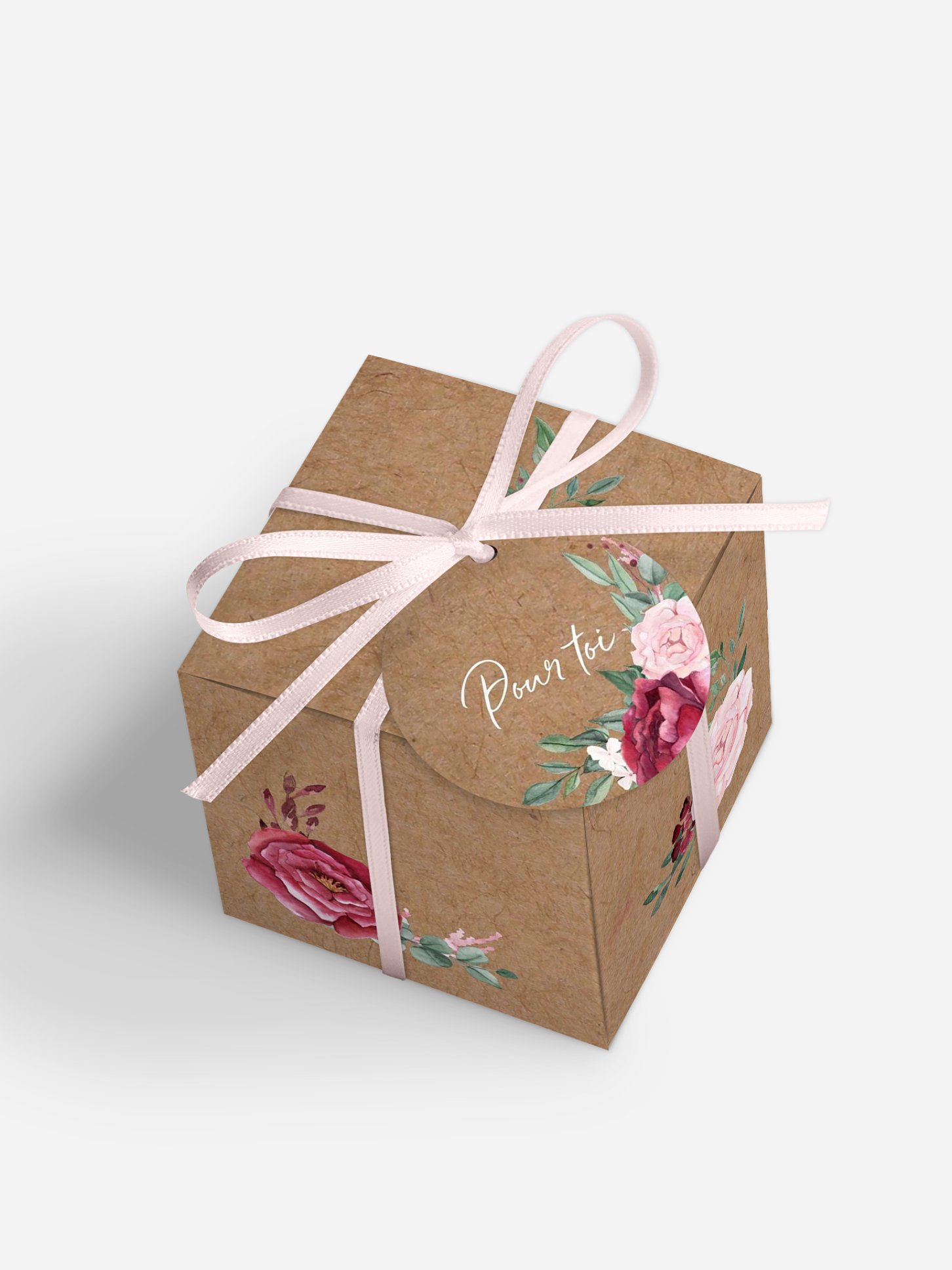 Boite à dragées Rustic rose