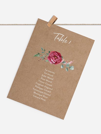 Cartons plan de table mariage Rustic rose