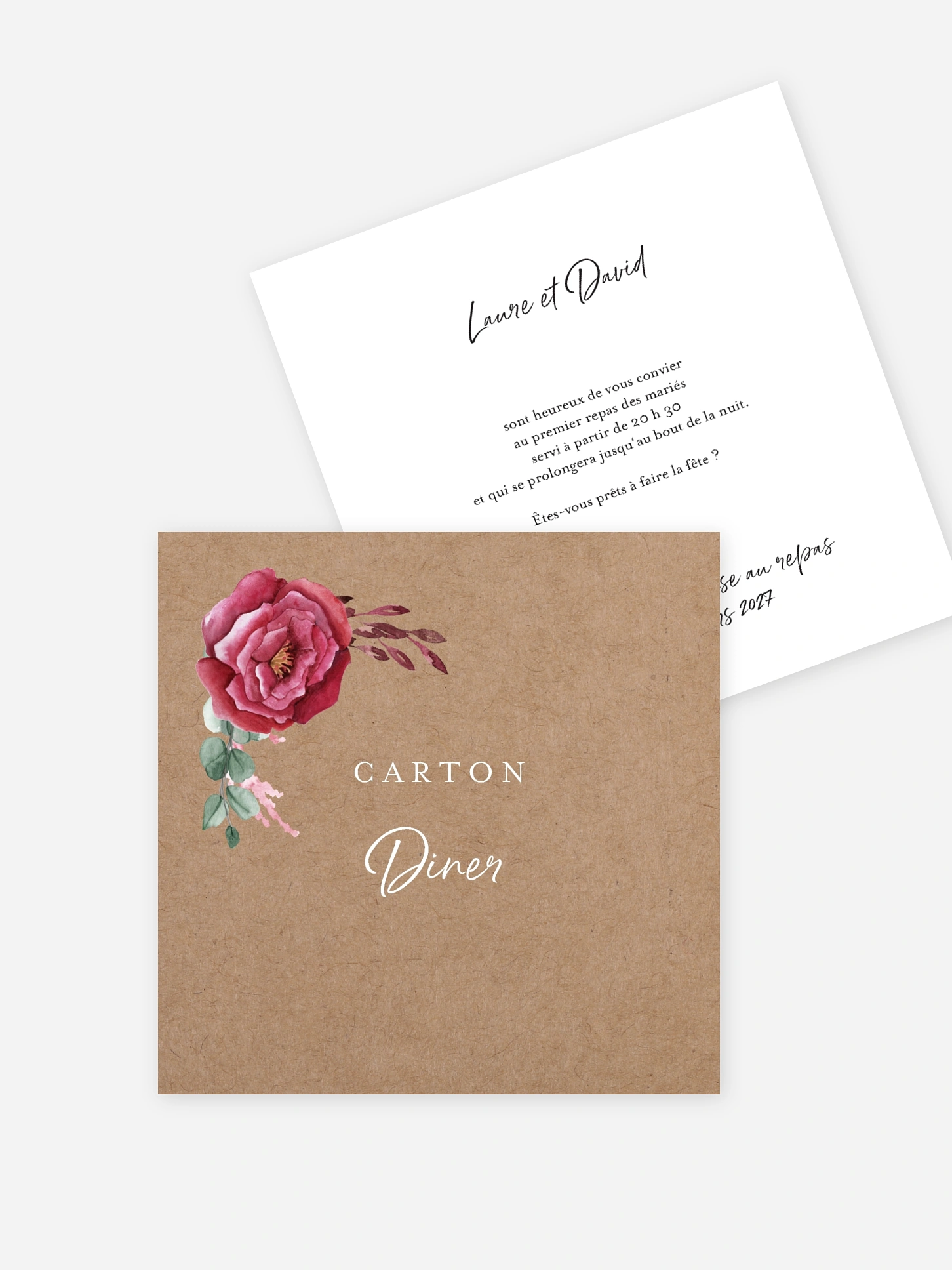 Carton d'invitation Rustic rose