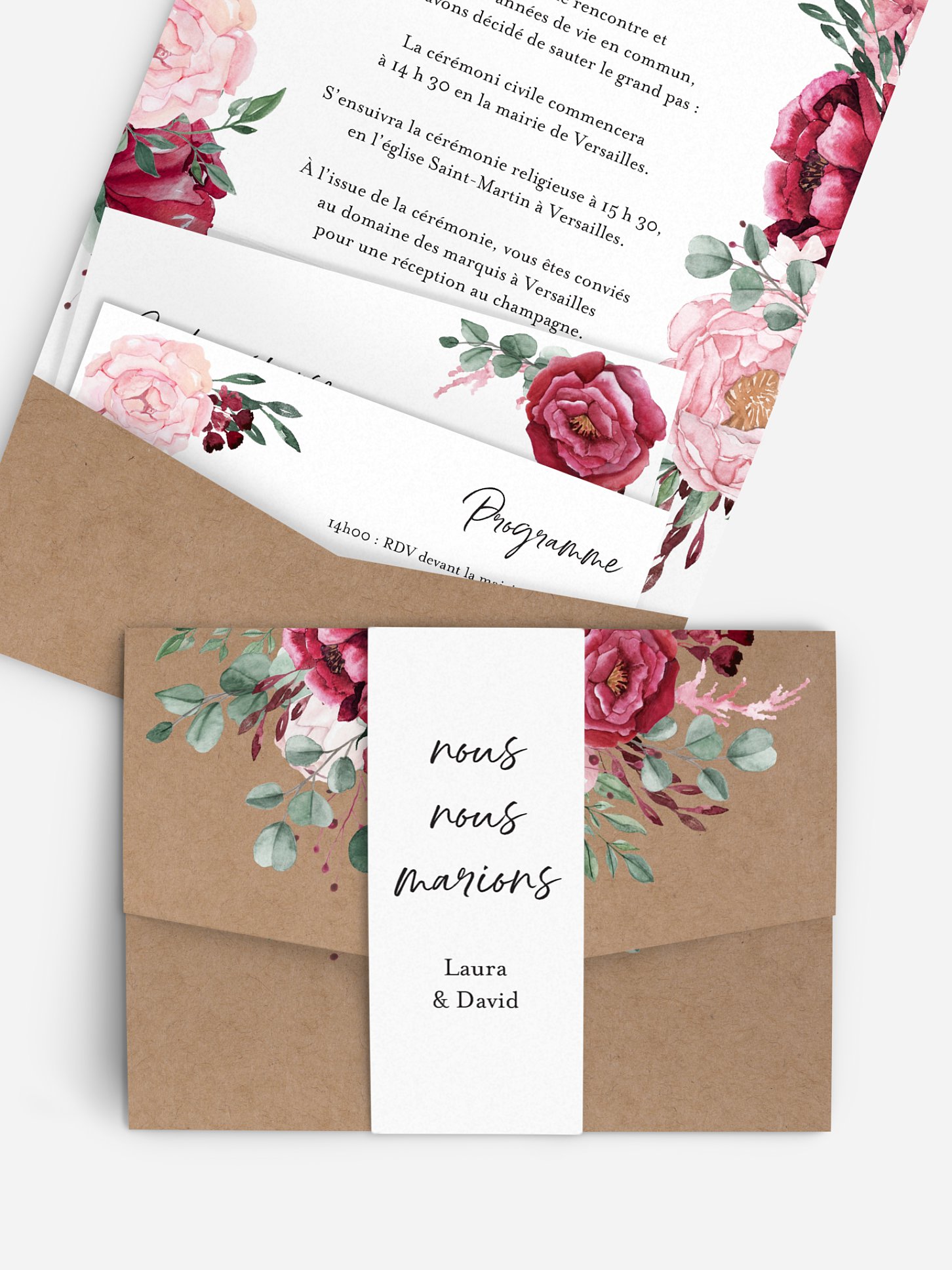 Faire-part de mariage Rustic rose