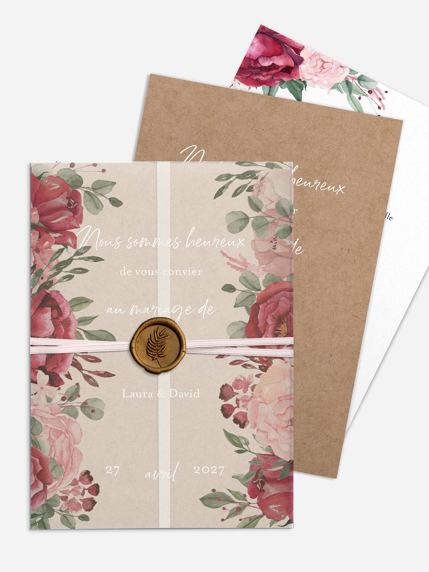 Faire-part de mariage Rustic rose