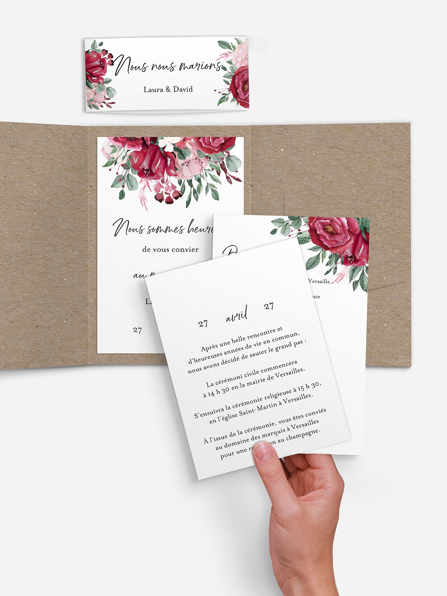 Faire-part de mariage Rustic rose