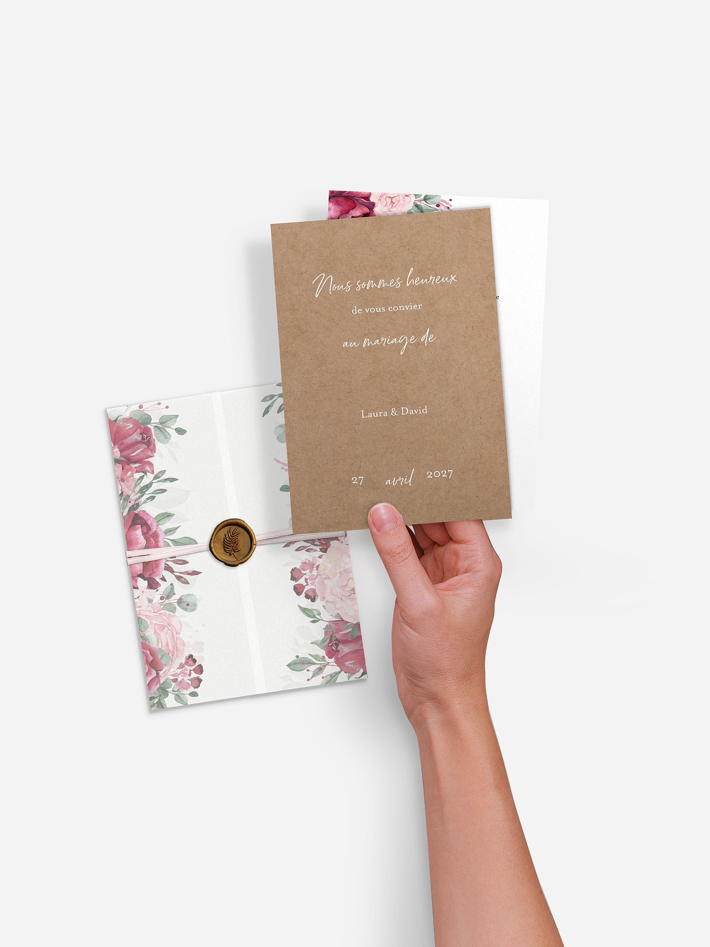 Faire-part de mariage Rustic rose