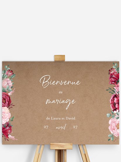Poster bienvenue mariage Rustic rose