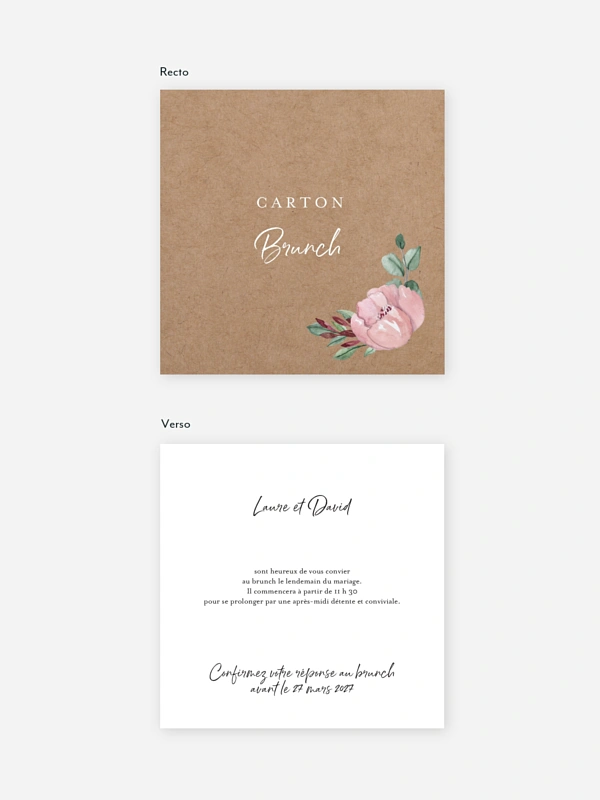 Carte brunch Rustic rose