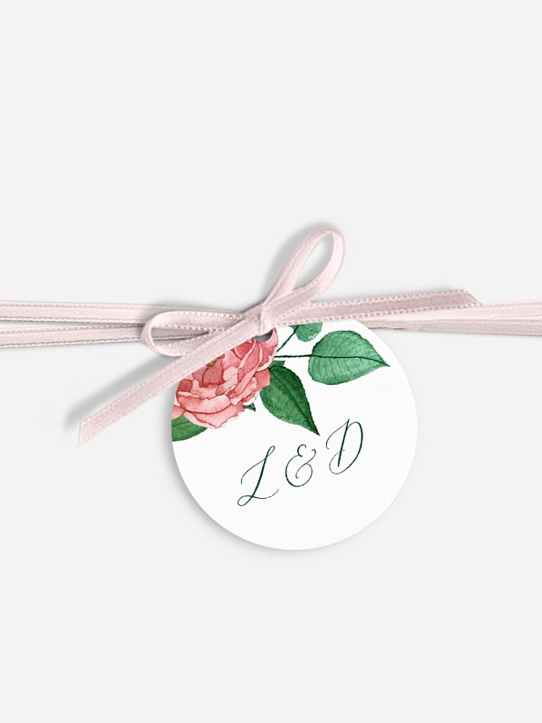 Étiquette avec ruban Couronne de roses