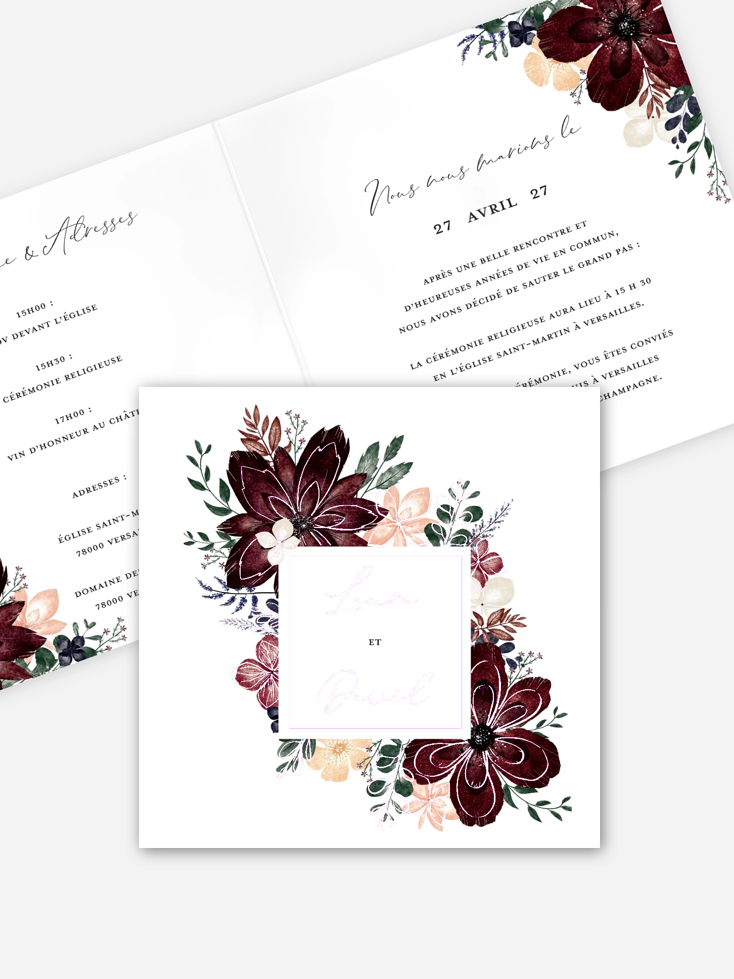 Faire-part de mariage Rouge enchanteur