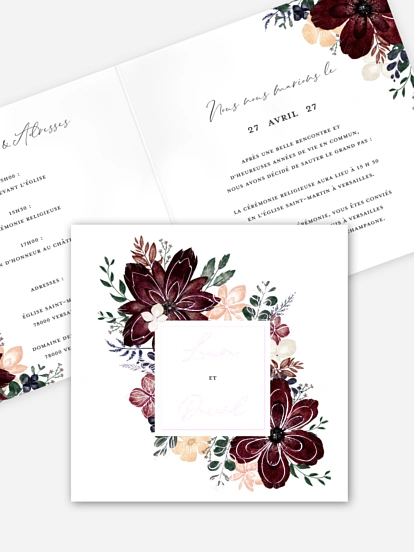 Faire-part de mariage Rouge enchanteur