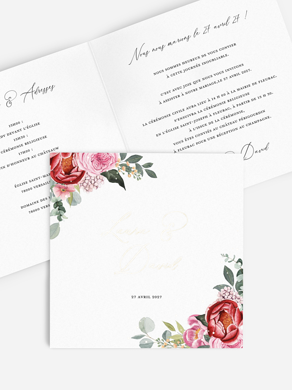 Faire-part de mariage Roses des champs