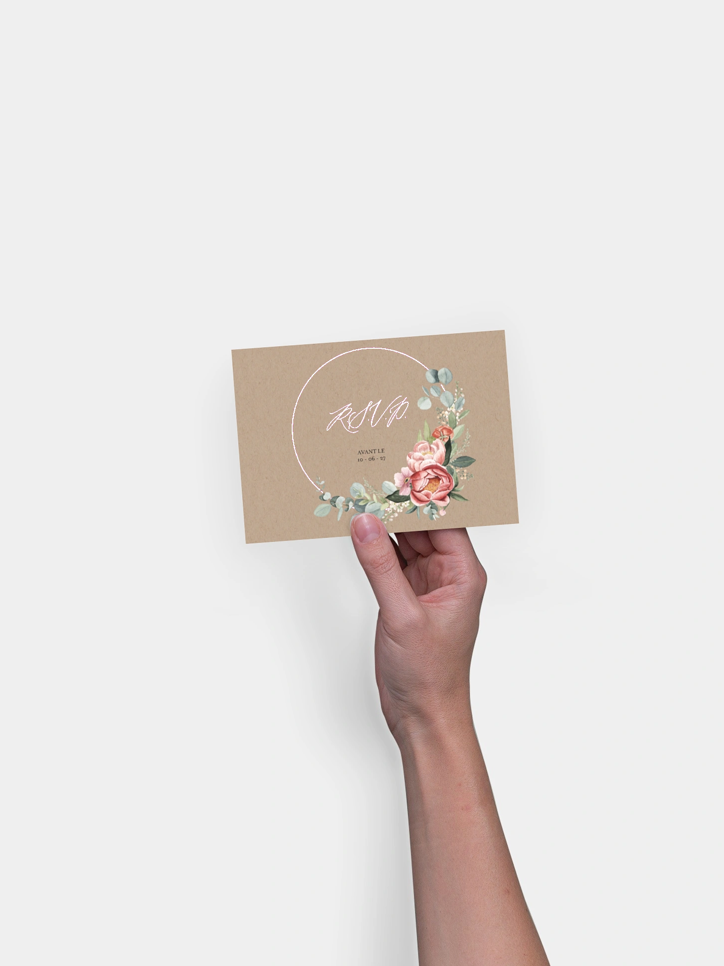 Carton réponse Couronne de pivoines effet kraft
