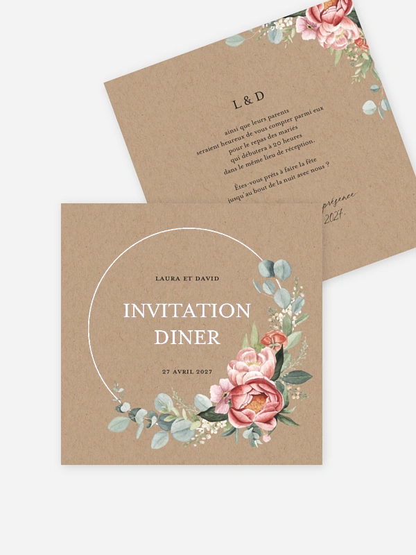 Couronne de pivoines effet kraft