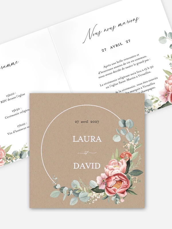 Couronne de pivoines effet kraft